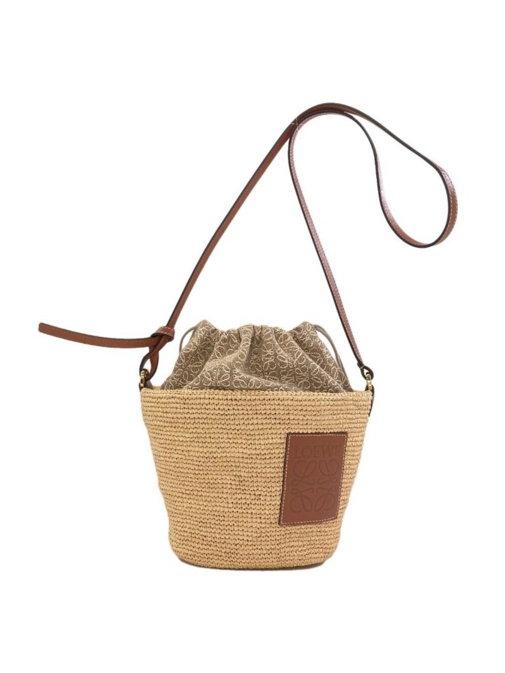 Loewe Slit Pochette Shoulder Bag Raffia
